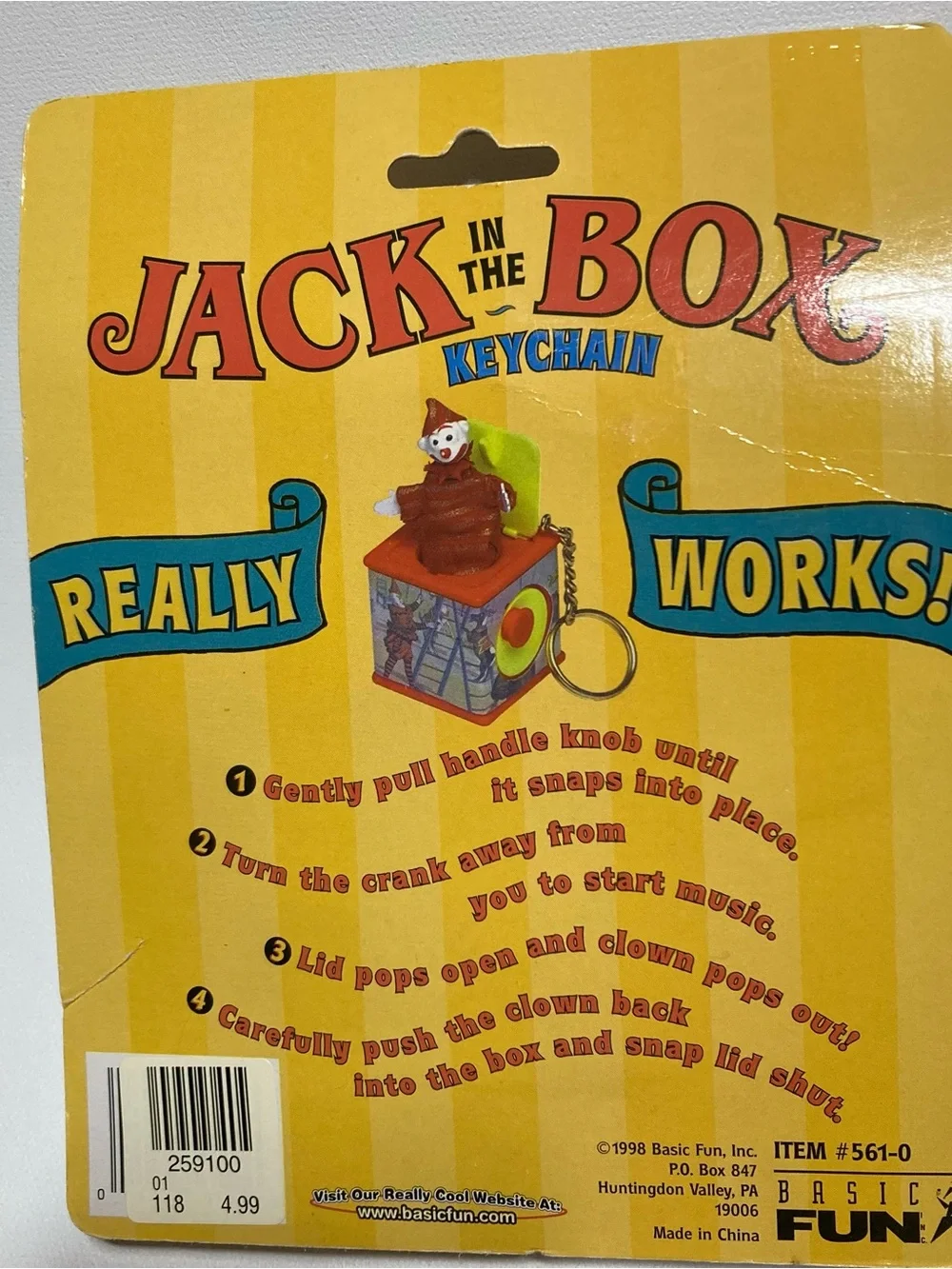 NEW Jack in the Box Keychain Vtg 1998 Pocket Mini Basic Fun #561-0 Rare NIP
